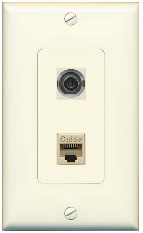 1 3.5mm 1 CAT5E Wall Plate [Light-almond]
