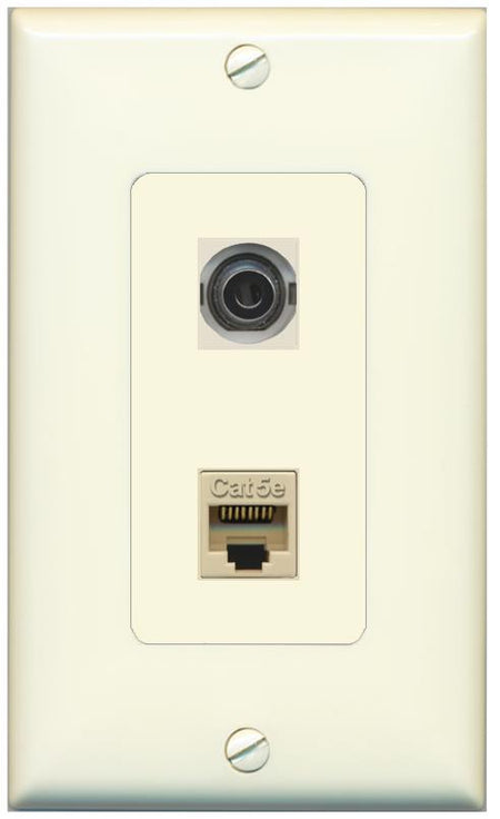 1 3.5mm 1 CAT5E Wall Plate [Light-almond]