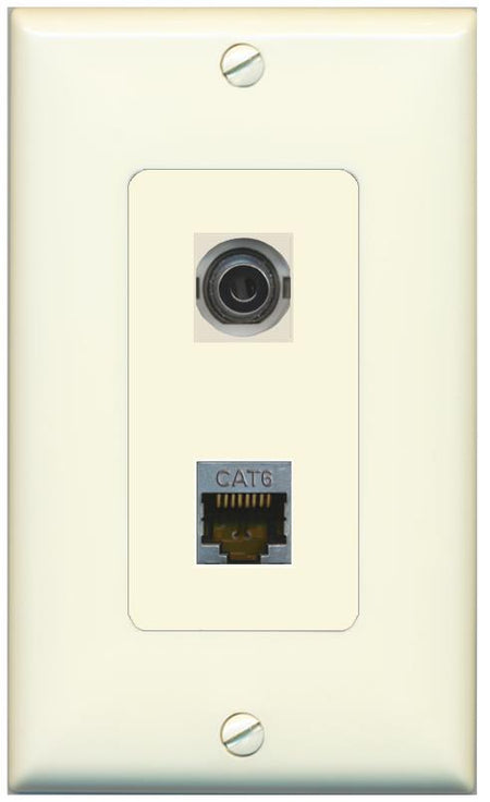 1 3.5mm 1 CAT6-SHIELDED Wall Plate [Light-almond]