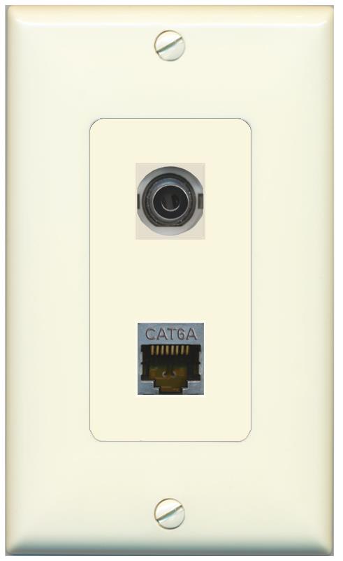 1 3.5mm 1 CAT6A Wall Plate [Light-almond]