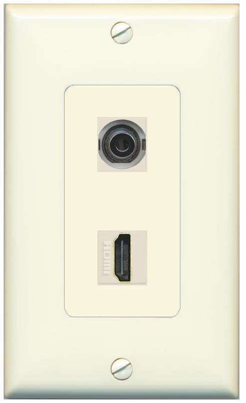 1 3.5mm 1 HDMI Wall Plate [Light-almond]