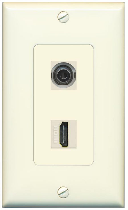 1 3.5mm 1 HDMI Wall Plate [Light-almond]