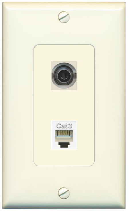1 3.5mm 1 PHONE Wall Plate [Light-almond]