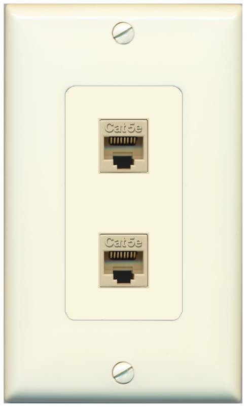 2 CAT5E Wall Plate [Light-almond]