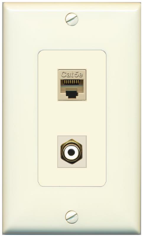 1 CAT5E 1 RCA-WHITE Wall Plate [Light-almond]