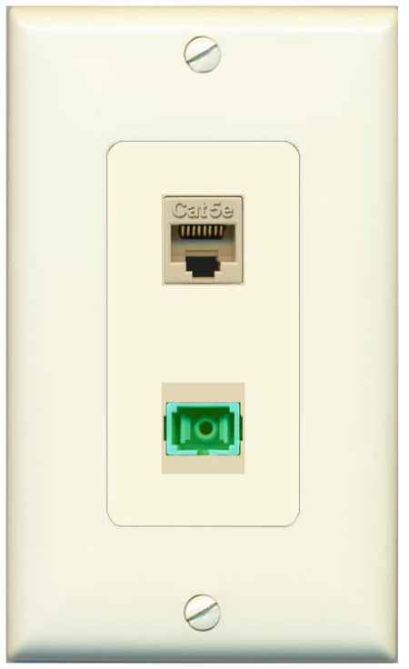 1 CAT5E 1 SC-APC-SX Wall Plate [Light-almond]