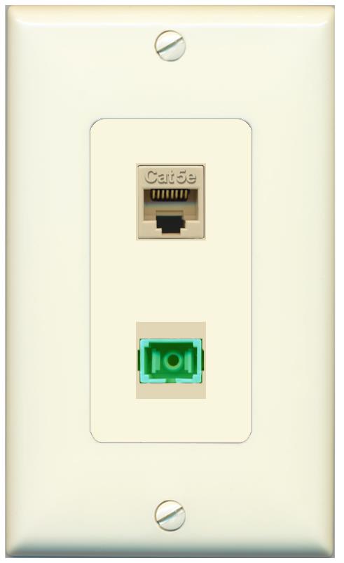 1 CAT5E 1 SC-APC-SX Wall Plate [Light-almond]