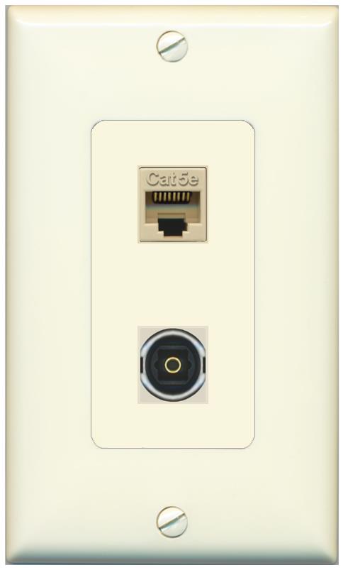 1 CAT5E 1 TOSLINK Wall Plate [Light-almond]