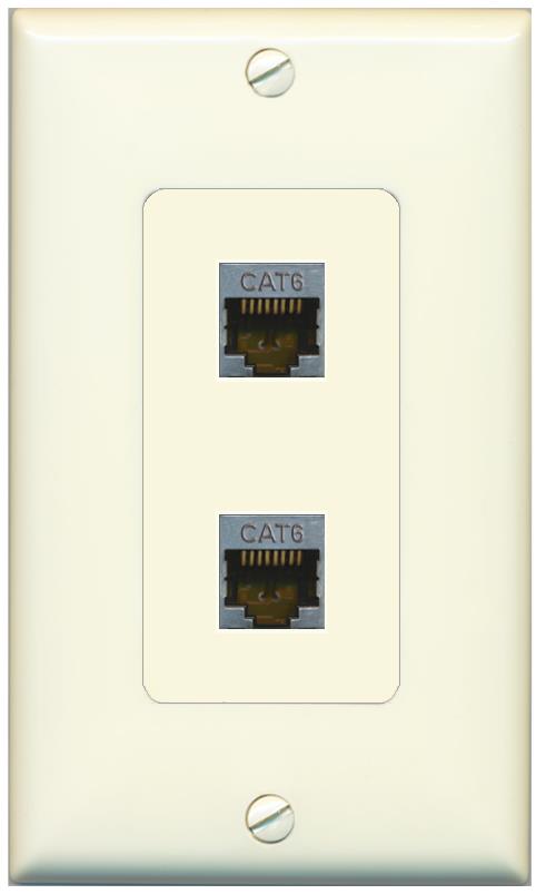 2 CAT6-SHIELDED Wall Plate [Light-almond]