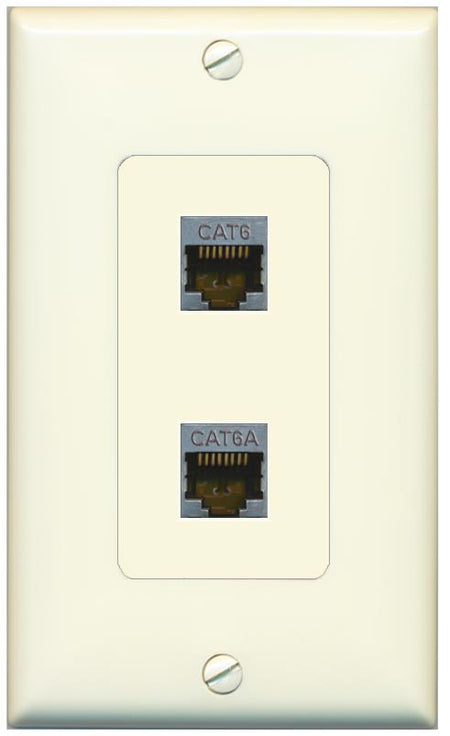 1 CAT6-SHIELDED 1 CAT6A Wall Plate [Light-almond]