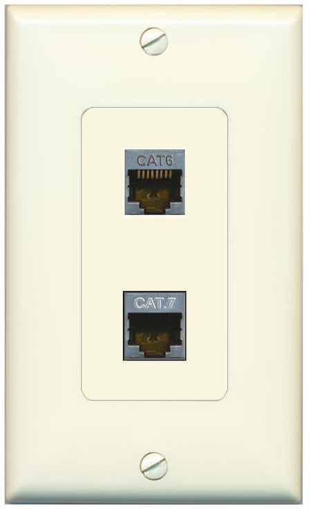 1 CAT6-SHIELDED 1 CAT7 Wall Plate [Light-almond]