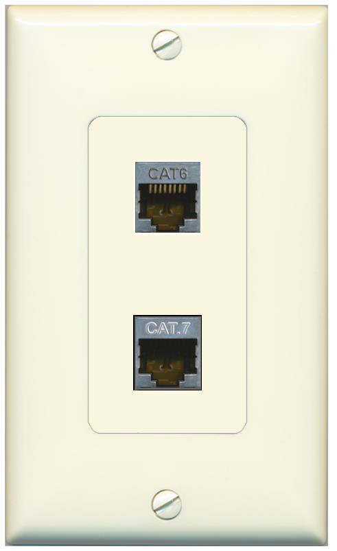 1 CAT6-SHIELDED 1 CAT7 Wall Plate [Light-almond]