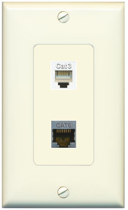1 CAT6-SHIELDED 1 PHONE Wall Plate [Light-almond]