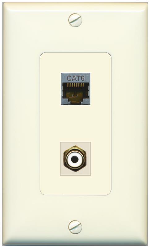 1 CAT6-SHIELDED 1 RCA-WHITE Wall Plate [Light-almond]