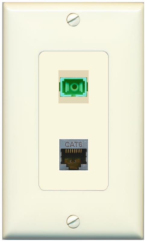 1 CAT6-SHIELDED 1 SC-APC-SX Wall Plate [Light-almond]
