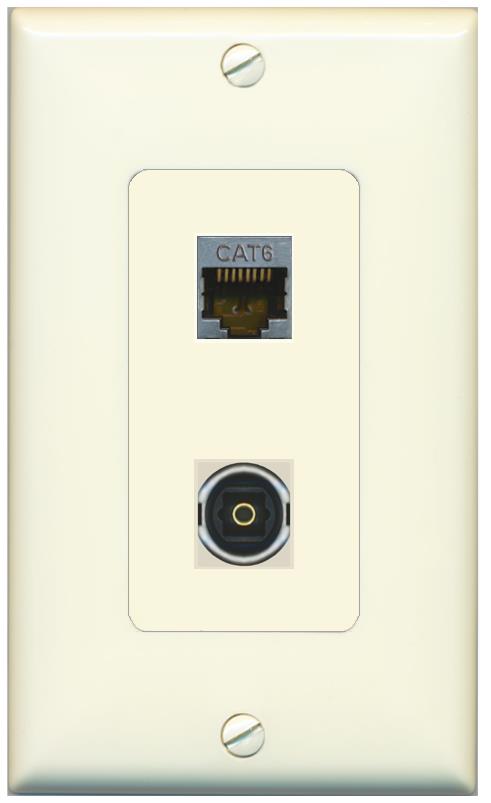 1 CAT6-SHIELDED 1 TOSLINK Wall Plate [Light-almond]
