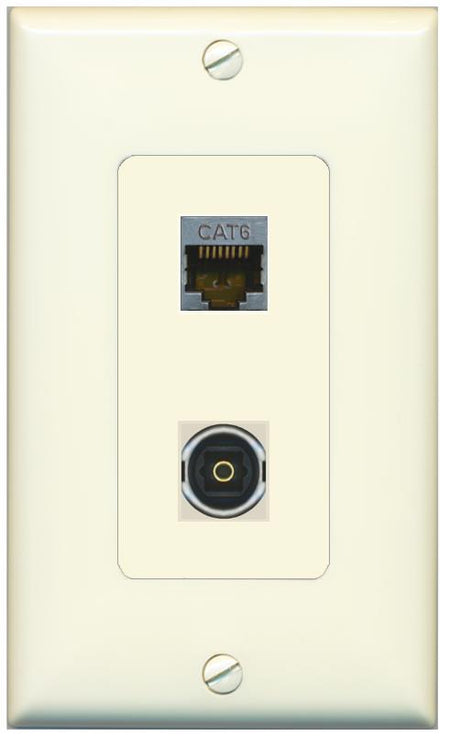 1 CAT6-SHIELDED 1 TOSLINK Wall Plate [Light-almond]
