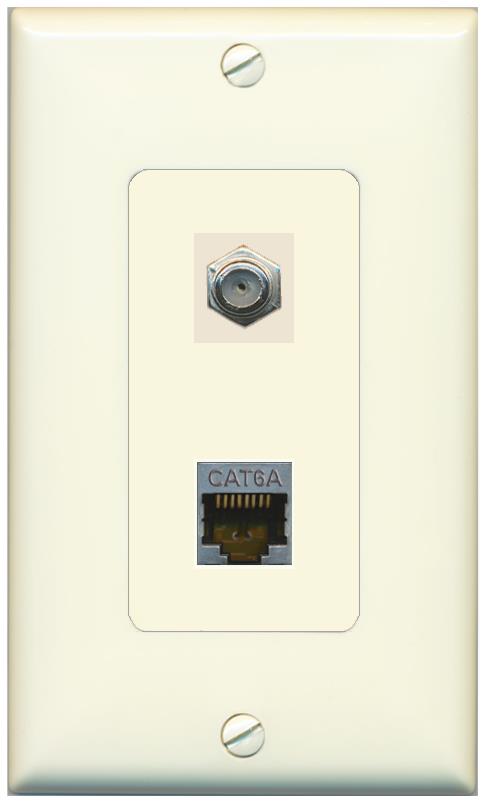 1 CAT6A 1 COAX Wall Plate [Light-almond]