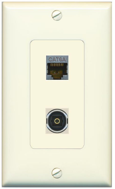 1 CAT6A 1 TOSLINK Wall Plate [Light-almond]