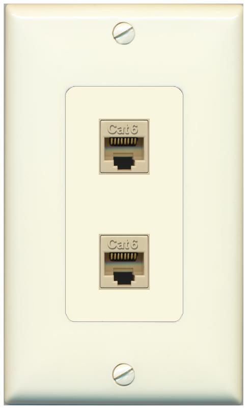 2 CAT6 Wall Plate [Light-almond]