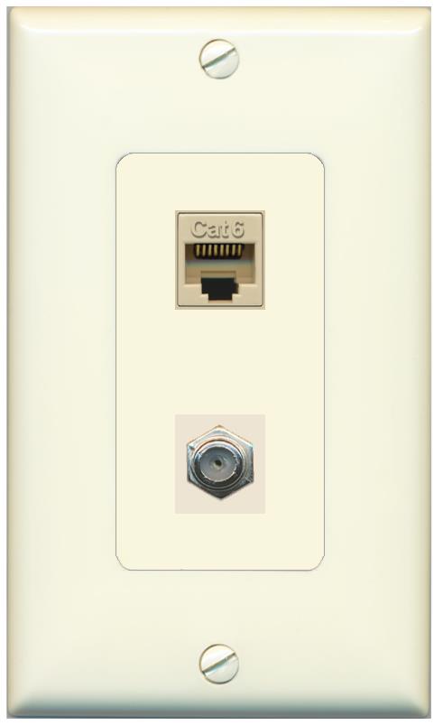 1 CAT6 1 COAX Wall Plate [Light-almond]