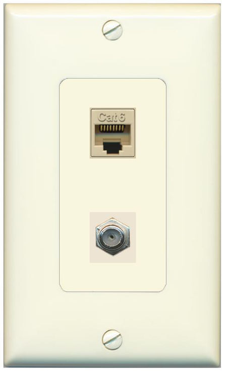 1 CAT6 1 COAX Wall Plate [Light-almond]