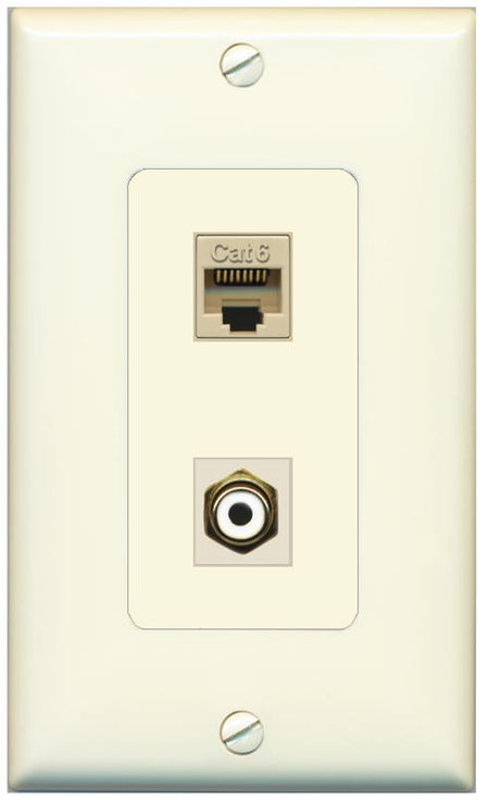 1 CAT6 1 RCA-WHITE Wall Plate [Light-almond]