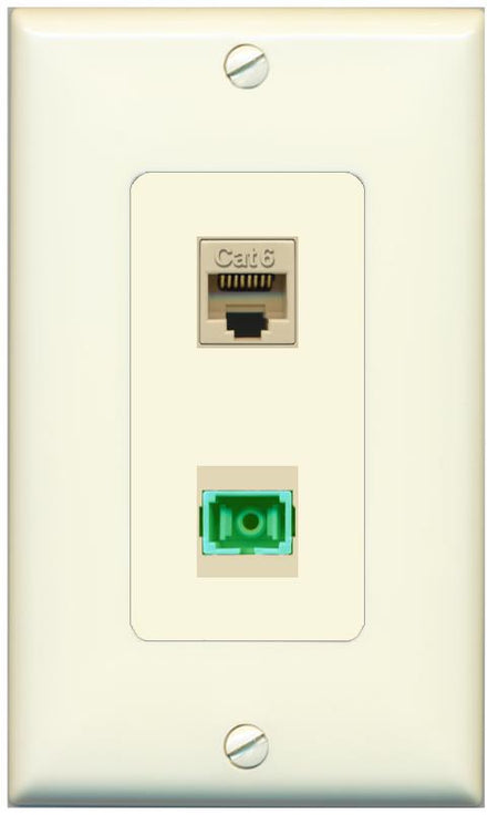 1 CAT6 1 SC-APC-SX Wall Plate [Light-almond]