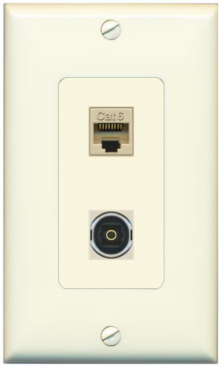1 CAT6 1 TOSLINK Wall Plate [Light-almond]