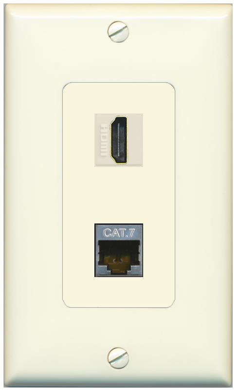 1 CAT7 1 HDMI Wall Plate [Light-almond]