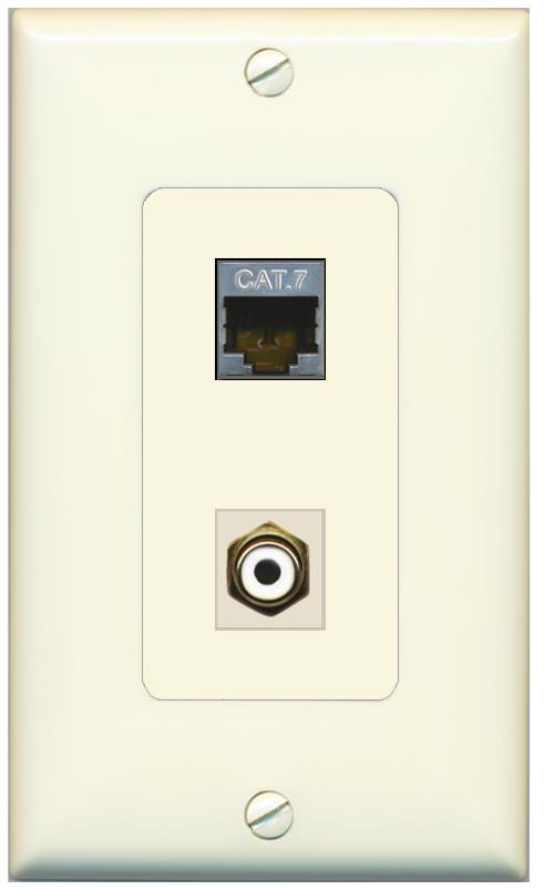 1 CAT7 1 RCA-WHITE Wall Plate [Light-almond]