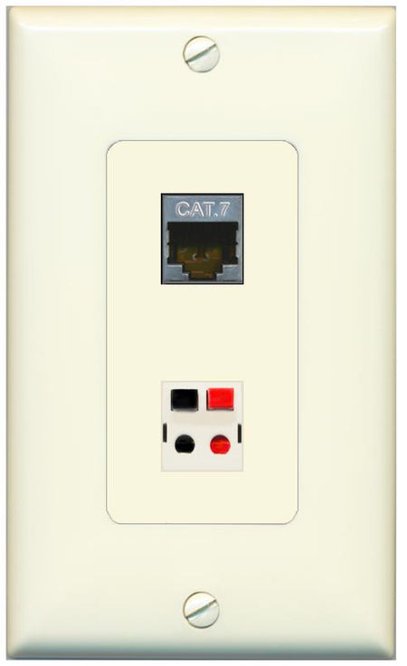 1 CAT7 1 SPEAKER Wall Plate [Light-almond]