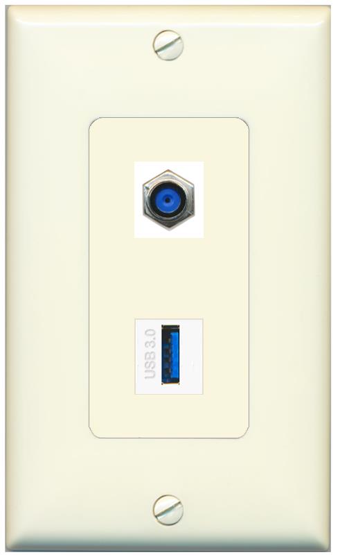 1 F81 1 USB-3 Wall Plate [Light-almond]