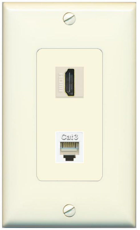 1 HDMI 1 PHONE Wall Plate [Light-almond]