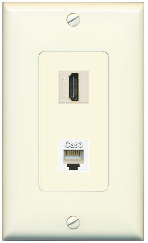 1 HDMI 1 PHONE Wall Plate [Light-almond]