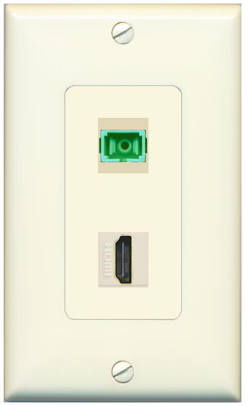1 HDMI 1 SC-APC-SX Wall Plate [Light-almond]