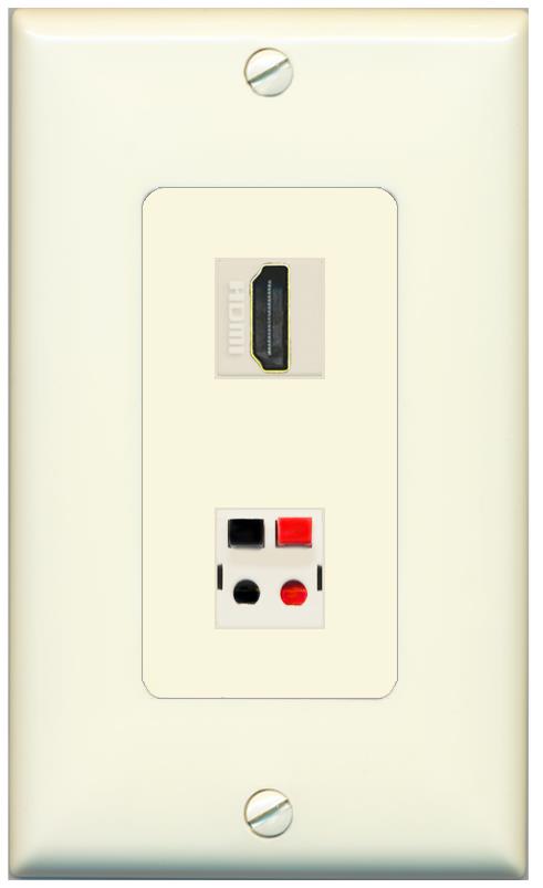 1 HDMI 1 SPEAKER Wall Plate [Light-almond]