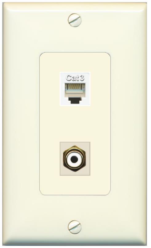 1 PHONE 1 RCA-WHITE Wall Plate [Light-almond]