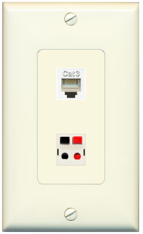 1 PHONE 1 SPEAKER Wall Plate [Light-almond]