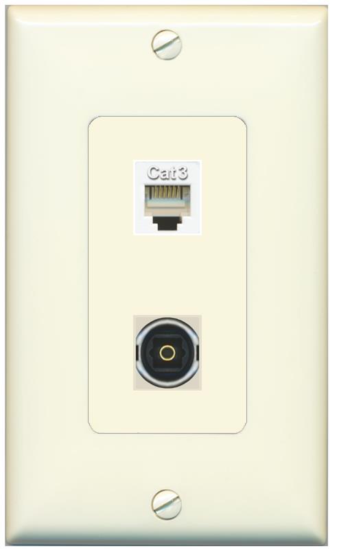 1 PHONE 1 TOSLINK Wall Plate [Light-almond]
