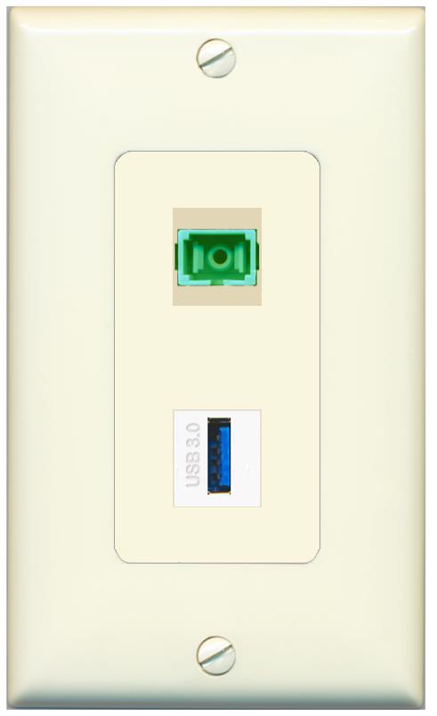 1 SC-APC-SX 1 USB-3 Wall Plate [Light-almond]