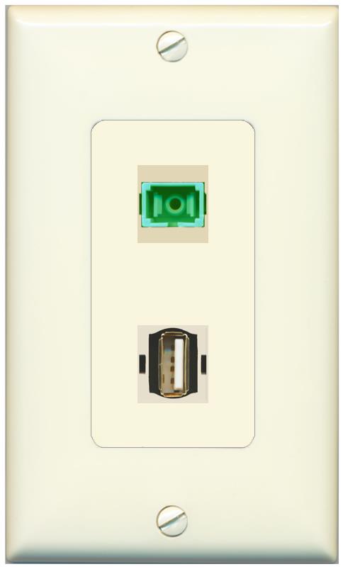 1 SC-APC-SX 1 USB2 Wall Plate [Light-almond]
