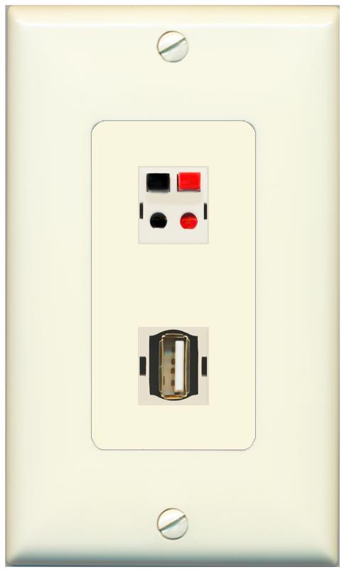 1 SPEAKER 1 USB2 Wall Plate [Light-almond]