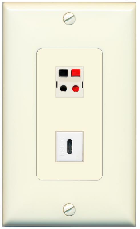 1 SPEAKER 1 USBC Wall Plate [Light-almond]