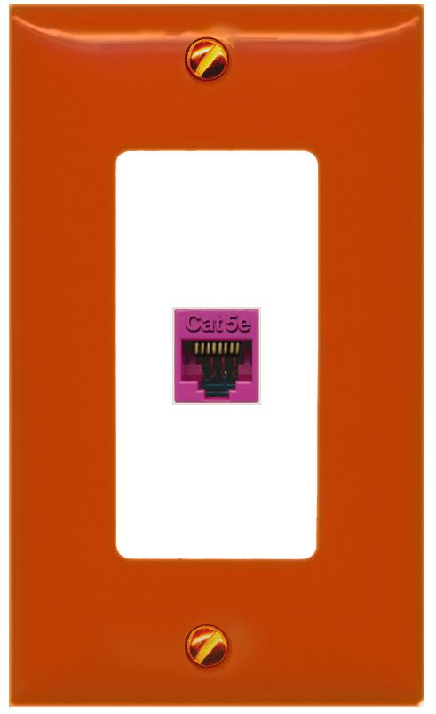 [1 Ports] CAT5E-PINK Wall Plate [Orange-White]