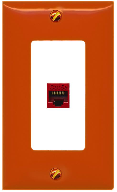 [1 Ports] CAT5E-RED Wall Plate [Orange-White]