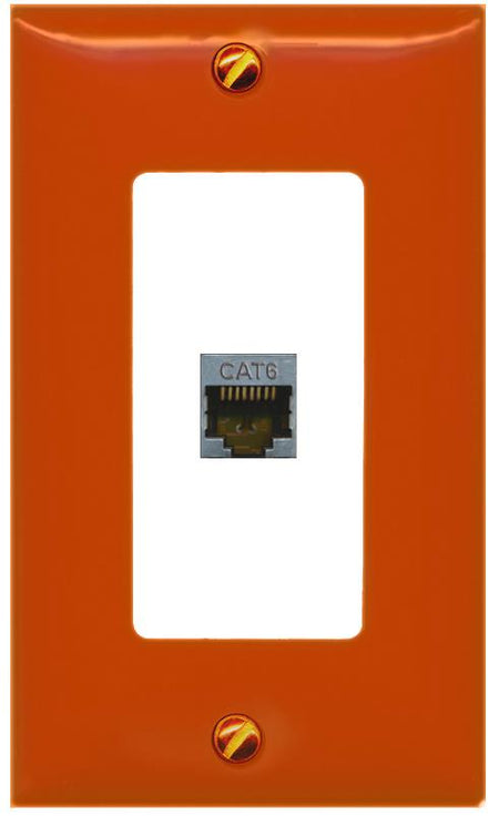 [1 Ports] CAT6-SHIELDED Wall Plate [Orange-White]