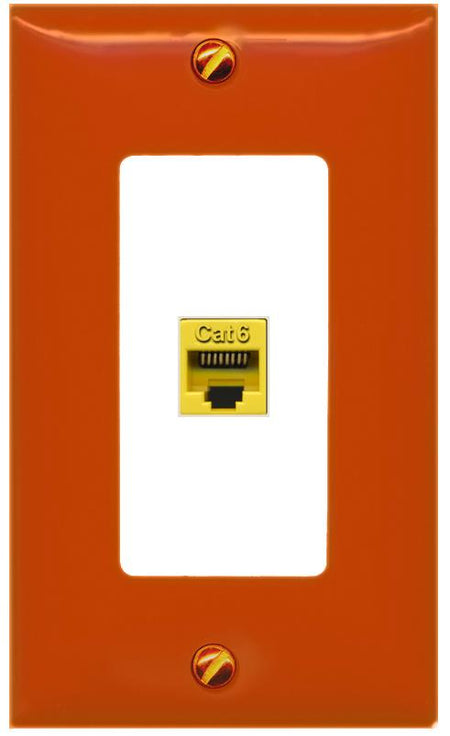 [1 Ports] CAT6-YELLOW Wall Plate [Orange-White]