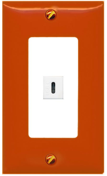 [1 Ports] USBC Wall Plate [Orange-White]