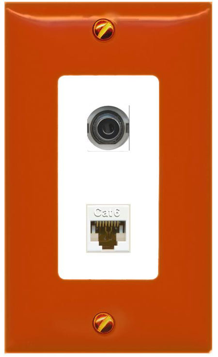 RiteAV 3.5mm CAT6 Wall Plate [Orange/White]